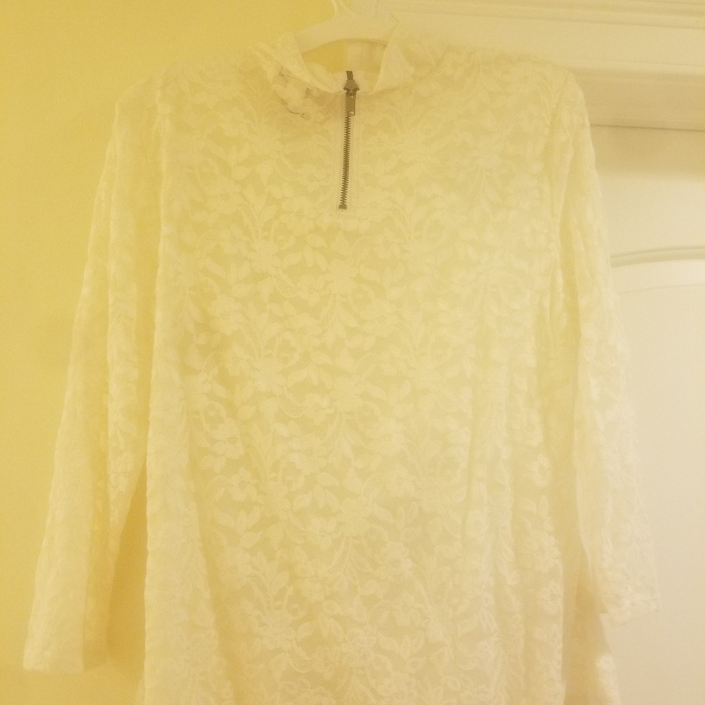MODA International White Lace Shirt - Picture 2 of 2